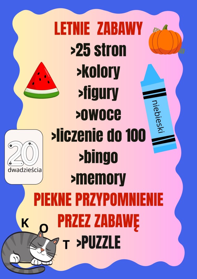 Lato nauka przez zabawę 25 stron
