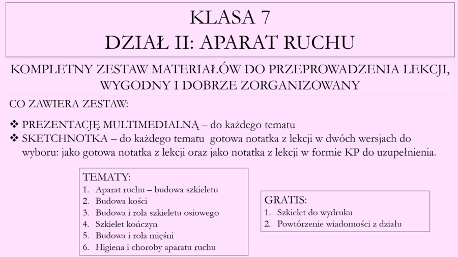Klasa 7 - Aparat ruchu - pakiet z działu