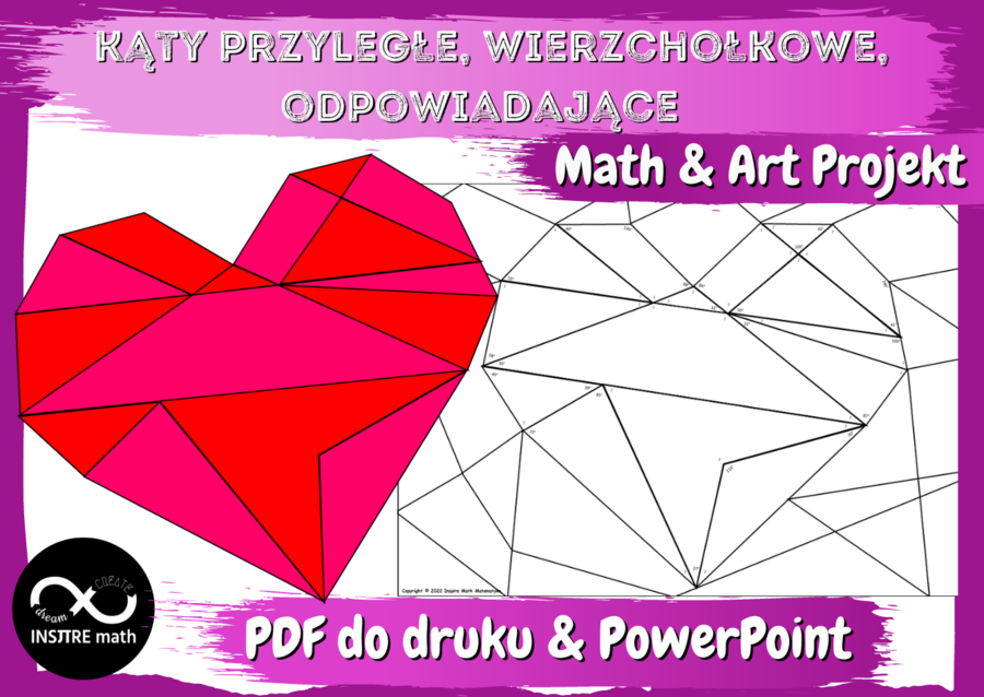 Kąty przyległe, wierzchołkowe, odpowiadające, naprzemianległe - Math & Art Projekt. Ukryty obrazek.