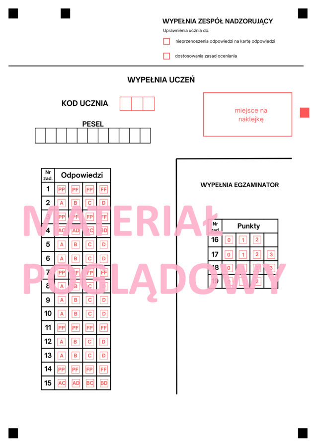 Karta odpowiedzi egzamin ósmoklasisty matematyka 2021-2024
