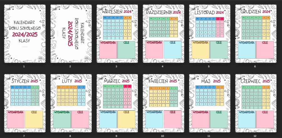 Klasowy kalendarz roku szkolnego 2024/2025
