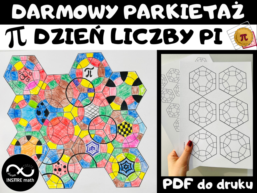 Matematyczny Dzień Liczby Pi. Wspólny projekt: parkietaż z sześciokątów foremnych czy z kół? Koła ukryte w sześciokątach. Liczba Pi, Dzień Matematyki, 14 Marca.