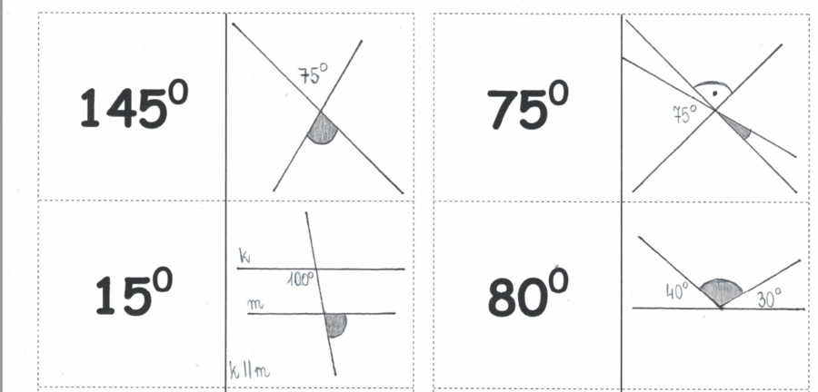 Domino matematyczne - rodzaje kątów.