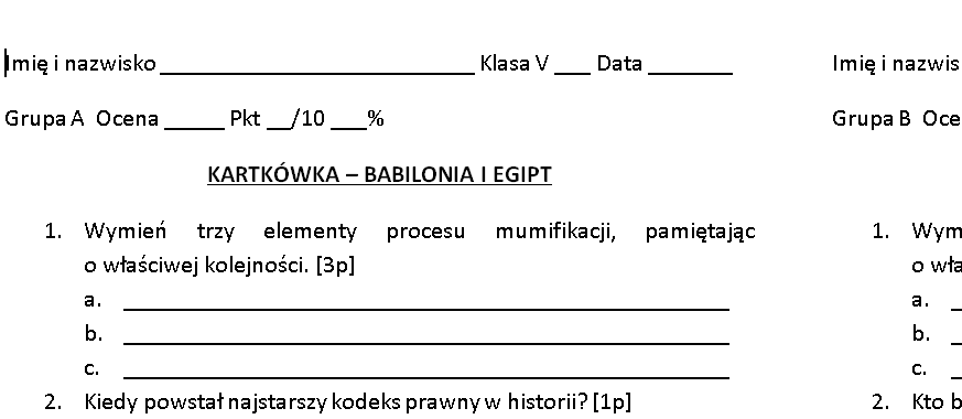 Kartkówka - Mezopotamia, Egipt