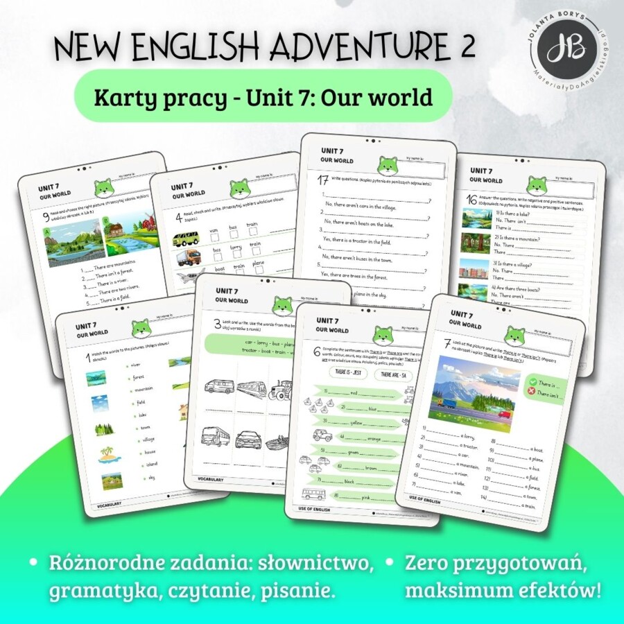 New English Adventure 2 – Unit 7: Our world – Karty pracy dla klasy 2