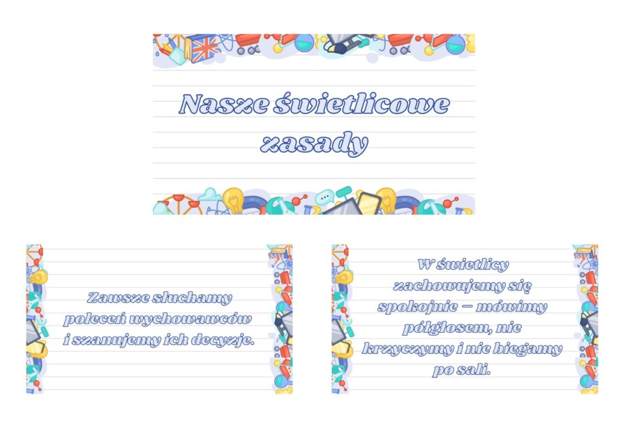 Nasze świetlicowe zasady - gazetka