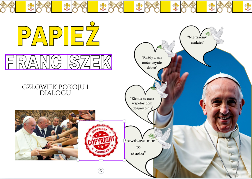 🕊️ Gazetka szkolna: Papież Franciszek – Człowiek pokoju i dialogu 🕊️ 52-elementowy zestaw gotowy do druku