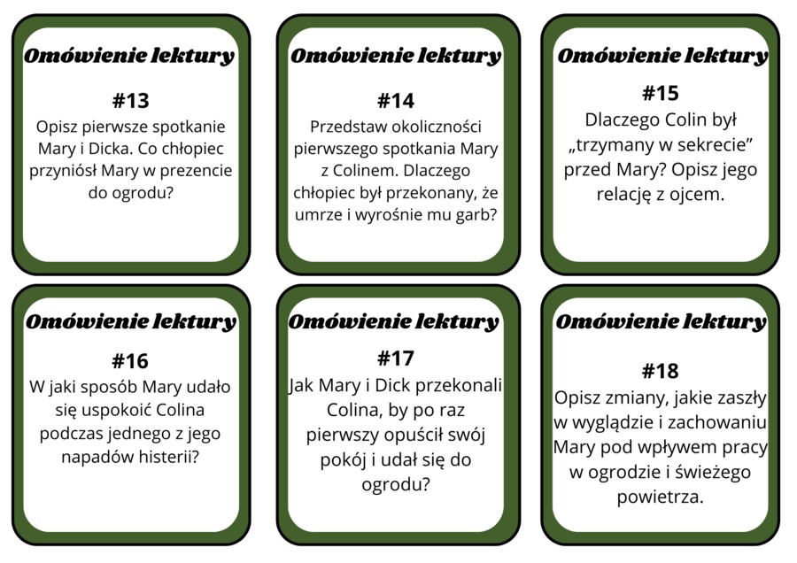 Tajemniczy ogród - karty z pytaniami