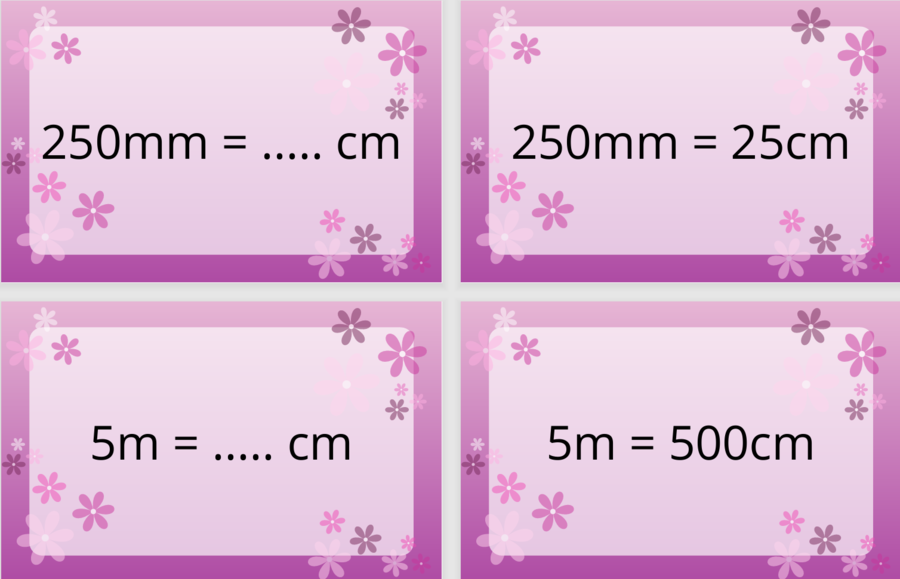 100 fiszek z zamiany jednostek długości - do samodzielnego wydruku