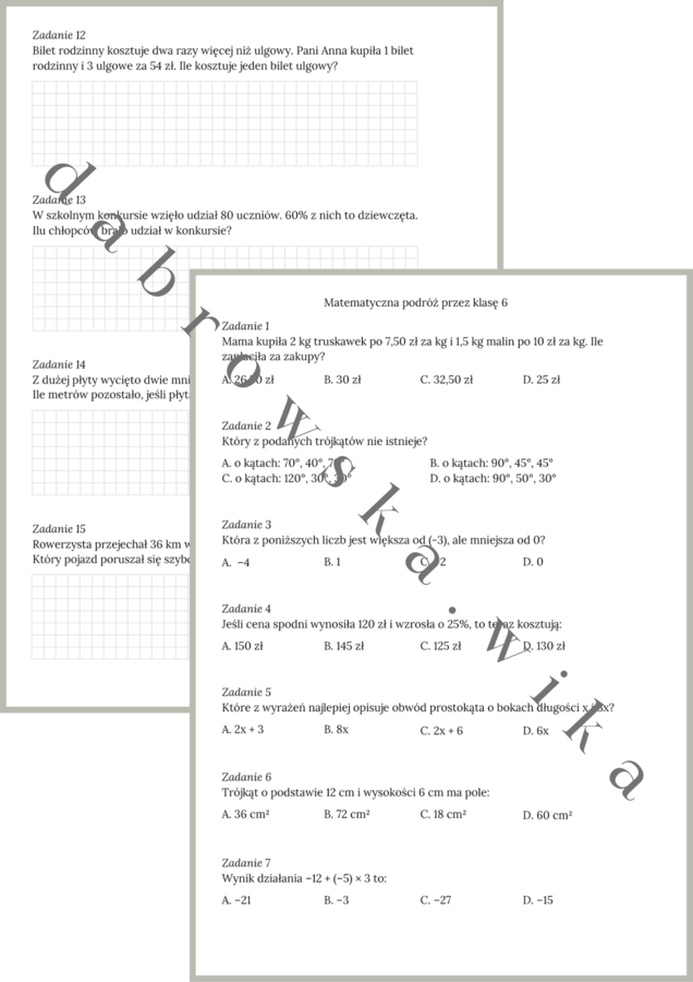 Matematyczna podróż przez klasę 6