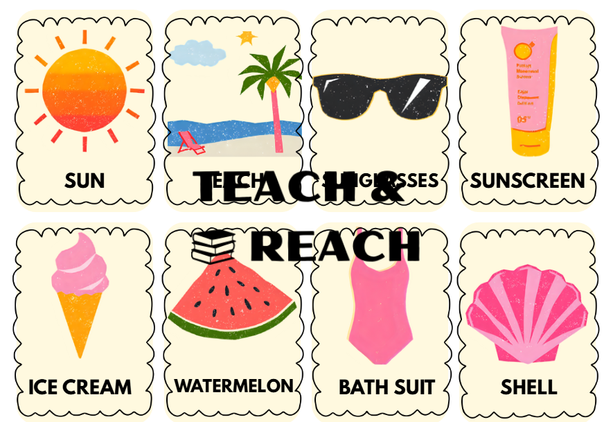 Summer flashcards - słówka wakacyjne do druku