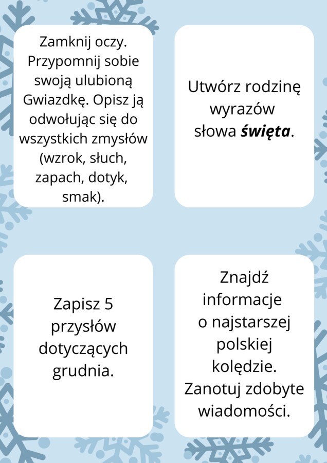 Grudniowy kalendarz polonistyczny :)