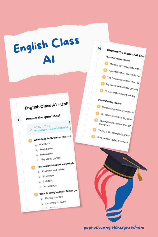English Class A1 – Unit 3 – karta pracy