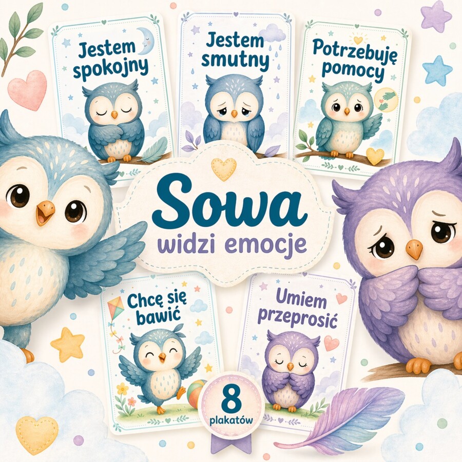 Sowa widzi emocje – plakaty do kącika emocji