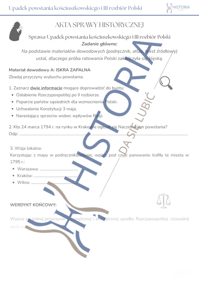 Akta sprawy historycznej:  powstanie kościuszkowskie  i III rozbiór Polski