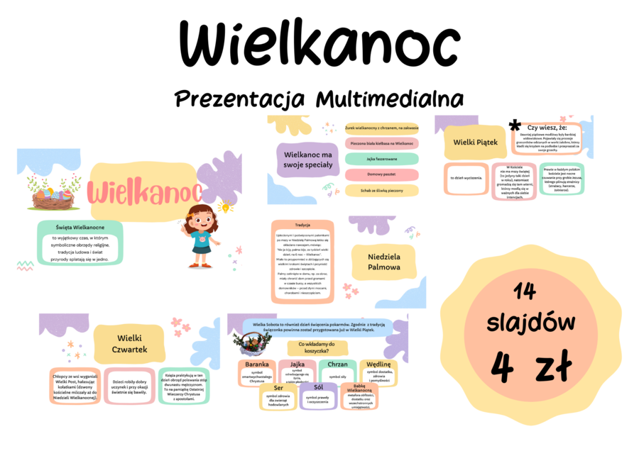 Prezentacja multimedialna - Wielkanoc - 14 slajdów - Niedziela Palmowa, Wielki Tydzień