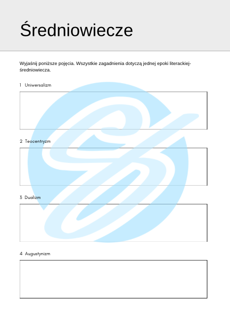 Średniowiecze – Najważniejsze Zagadnienia – Karty Pracy dla Maturzystów