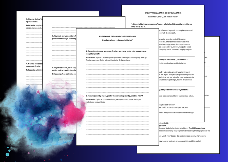 🌌✨ 22 KREATYWNE ZADANIA do opowiadania Stanisława Lema „JAK OCALAŁ ŚWIAT” – dla klasy 6 📚 + ODPOWIEDZI