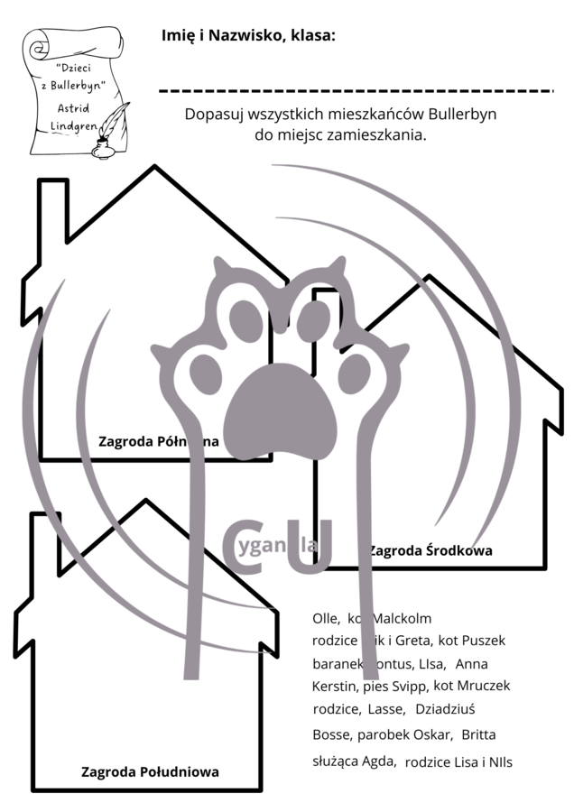 Karty pracy z odpowiedziami do lektury Astrid Lindgren "Dzieci z Bullerbyn"