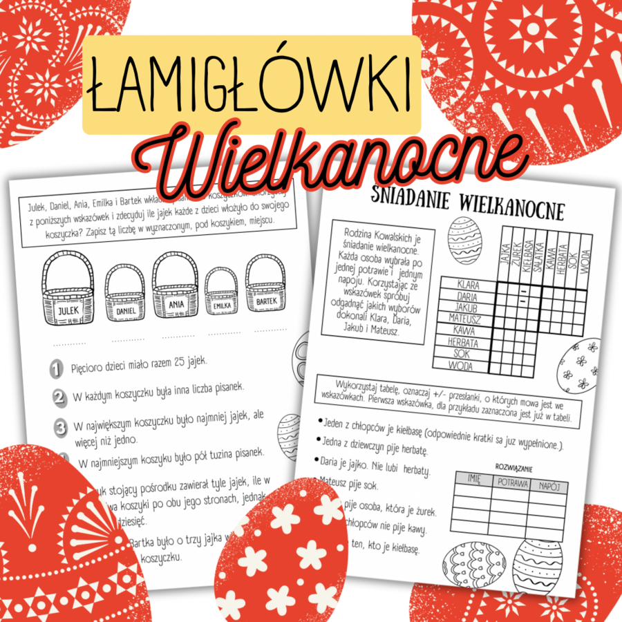 WIELKANOC - łamigłówki / zagadki - MATEMATYKA