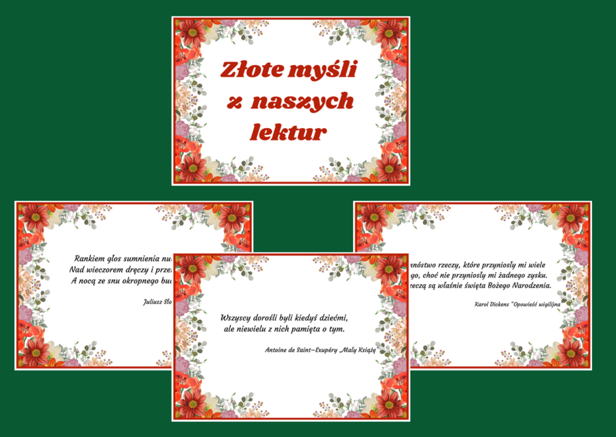 ZŁOTE MYŚLI z lektur szkolnych – CYTATY – lektury – kl. 7-8 – gazetka – język polski - 31 stron – wersja 5