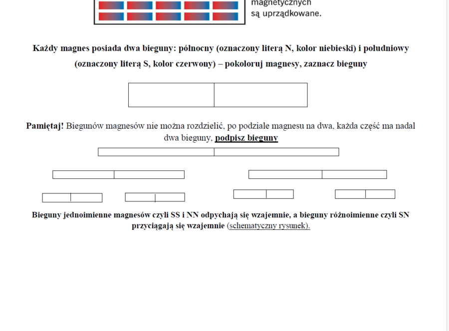 Zjawiska magnetyczne - pole magnetyczne magnesu stałego i Ziemi. (prezentacja multimedialna 16 slajdów+karta pracy)