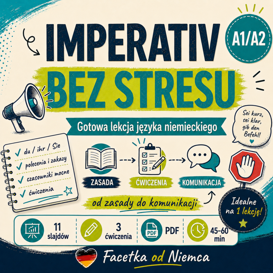 Imperativ bez stresu – tryb rozkazujący w języku niemieckim (A1/A2)