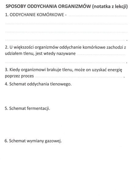 Sposoby oddychania organizmów (KP 2)