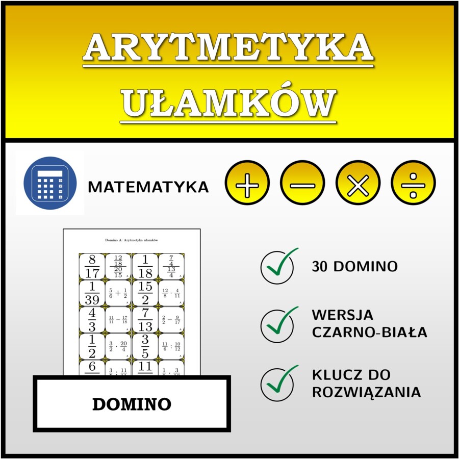 Domino - Arytmetyka ułamków | matematyka