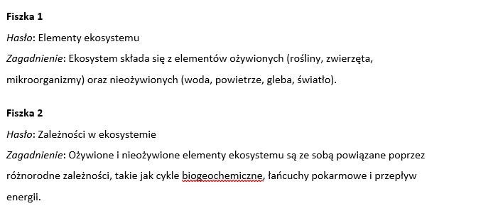 Fiszki- ekologia i ochrona środowiska przyrodniczego