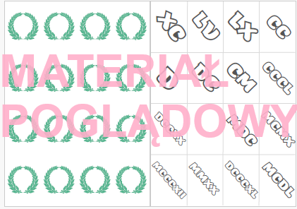 Liczby rzymskie - notatka + gra Czarny Piotruś kl. 4