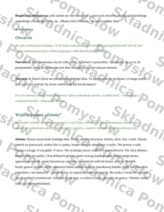 DZIEŃ ZIEMI – scenariusz apelu/uroczystości dla klas 4–8 (plik do edycji)