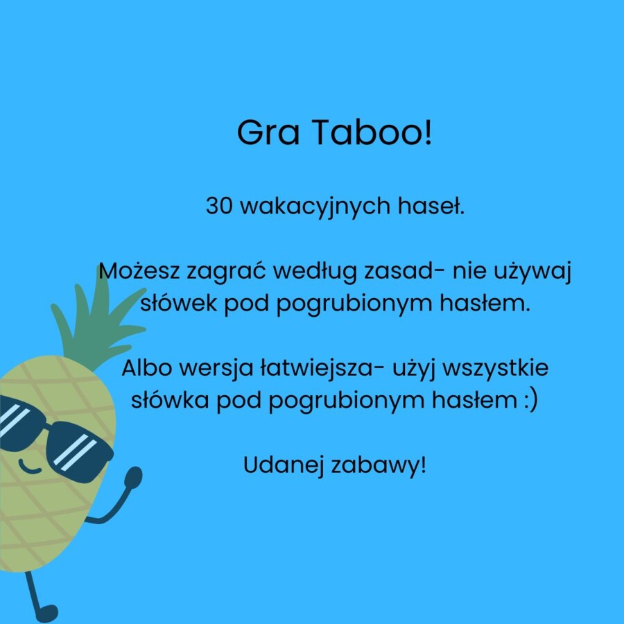 Taboo wakacyjne- 6-8 i liceum