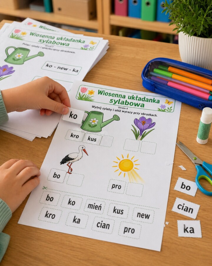 Wiosenna układanka sylabową