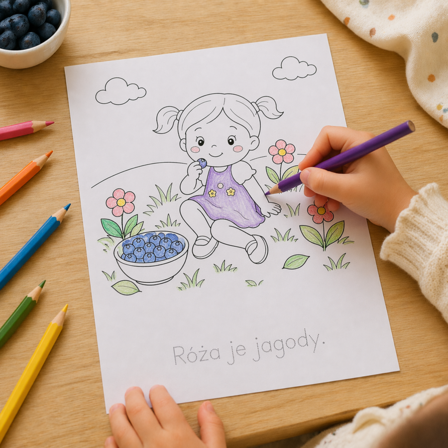 Kolorowanka „Róża je jagody”