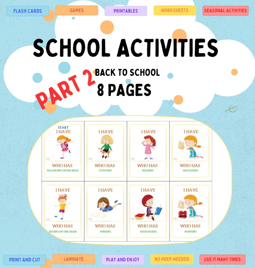 School Activities Part 2: Back to school Coding, drawing, I have... Who has...? Czynności wykonywane w szkole część 2.