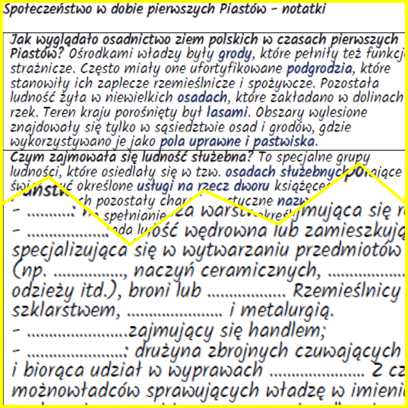 Społeczeństwo w dobie pierwszych Piastów – notatki i karta pracy