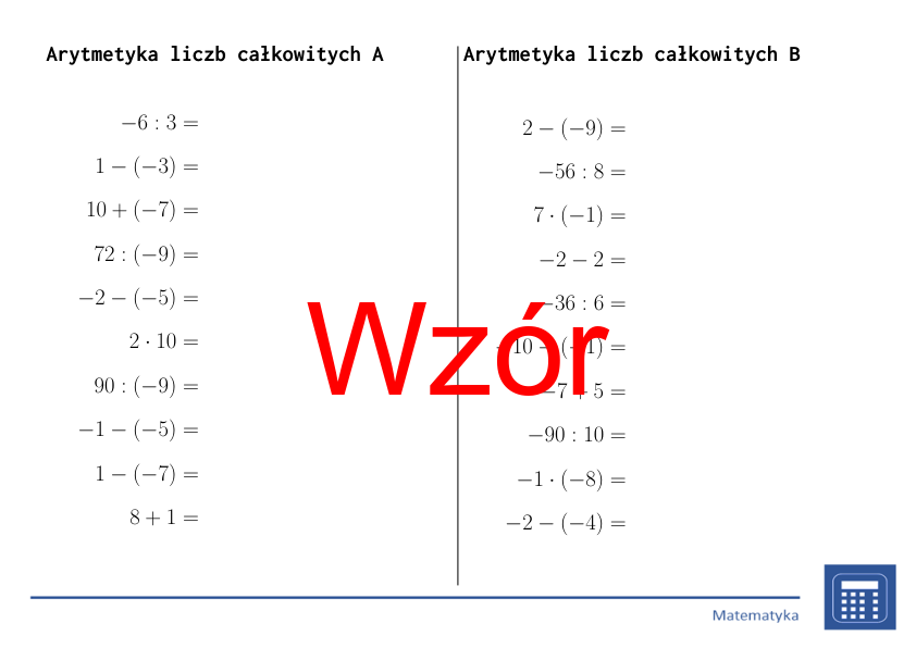 Całe liczby | matematyka | zestaw promocyjny