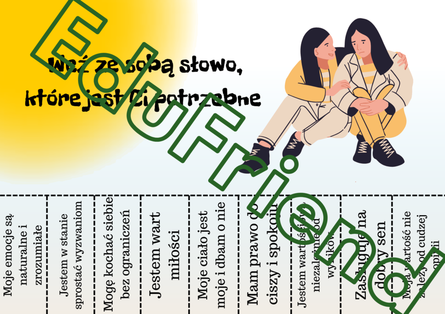 Weź ze sobą słowo, które jest Ci potrzebne- SELFCARE- 21 kart A4- odrywanki- całolroczne