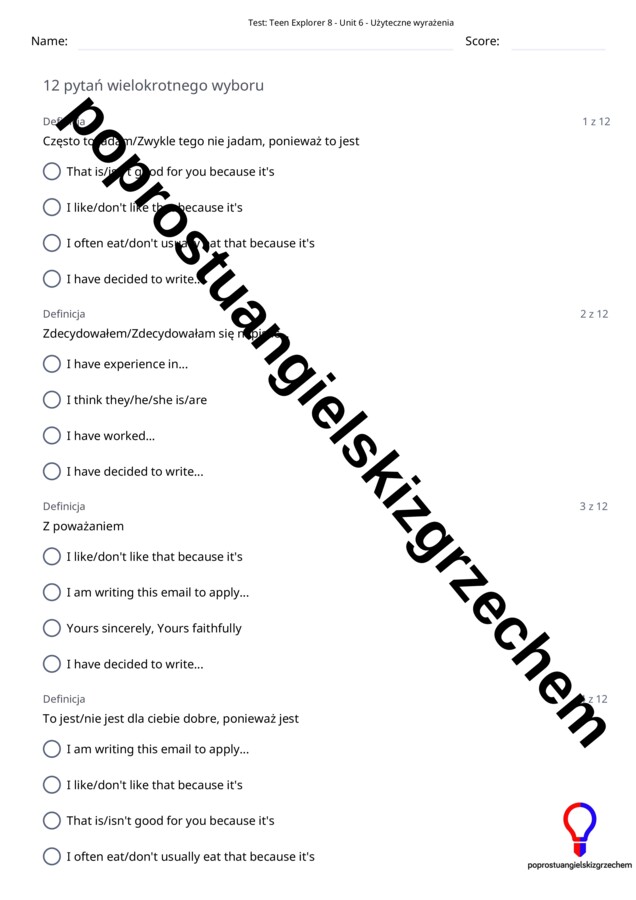 Teen Explorer 8 – Unit 6 – testy