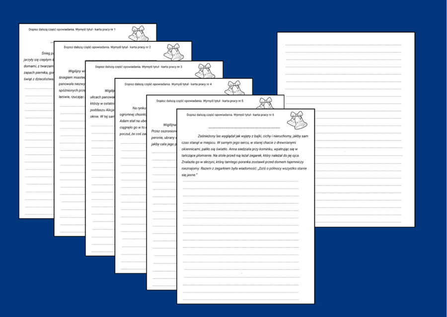 BOŻE NARODZENIE - OPOWIADANIE – zima – karta pracy – ćwiczenia redakcyjne – kl. 4-8 – 6 wersji – zima