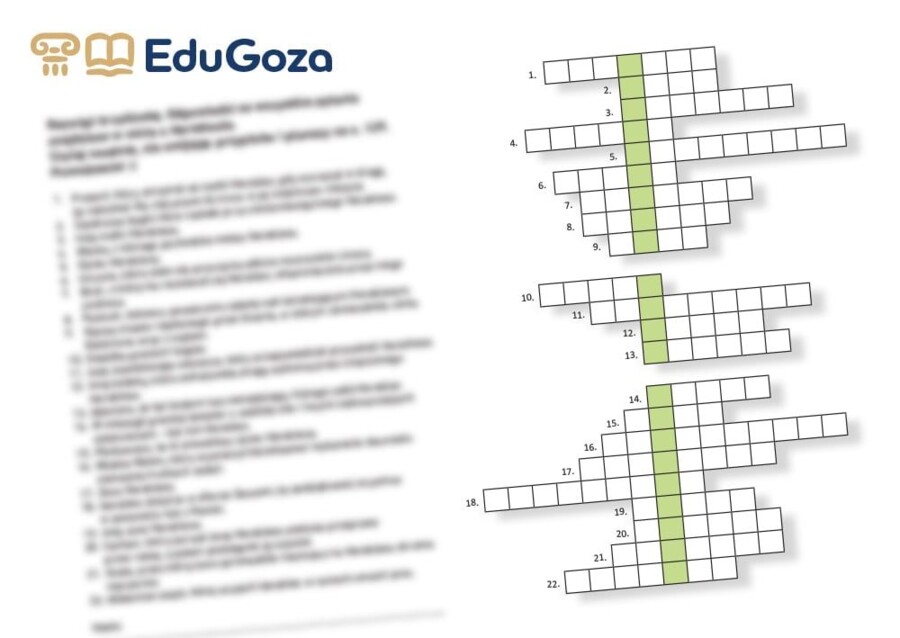 Krzyżówka - karta pracy - MIT O HERAKLESIE - HERAKLES - mitologia - mity greckie