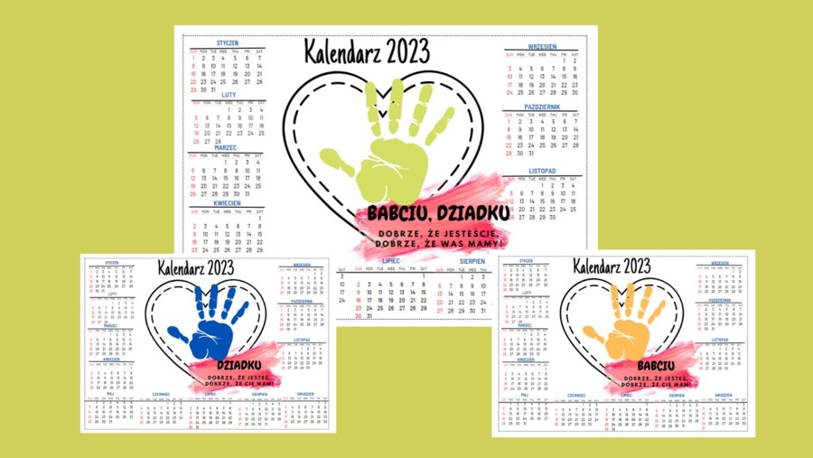 Kalendarz dla babci i dziadka - szablony