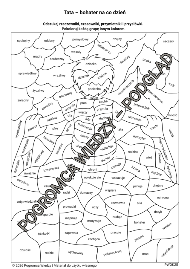 Tata - bohater na co dzień - karta pracy + klucz odpowiedzi
