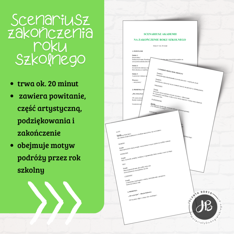 Scenariusz zakończenia roku szkolnego + plakaty miesięcy