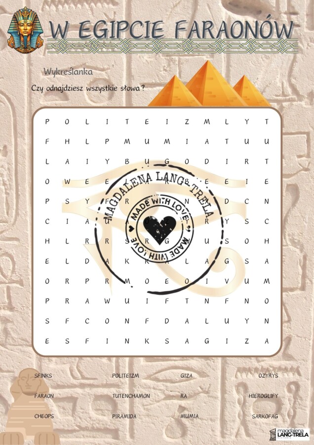 W Egipcie faraonów - wykreślanka