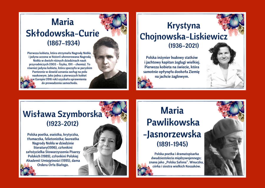 DZIEŃ KOBIET – – gazetka – SŁAWNE POLKI – biblioteka – świetlica – 24 strony – wersja 1