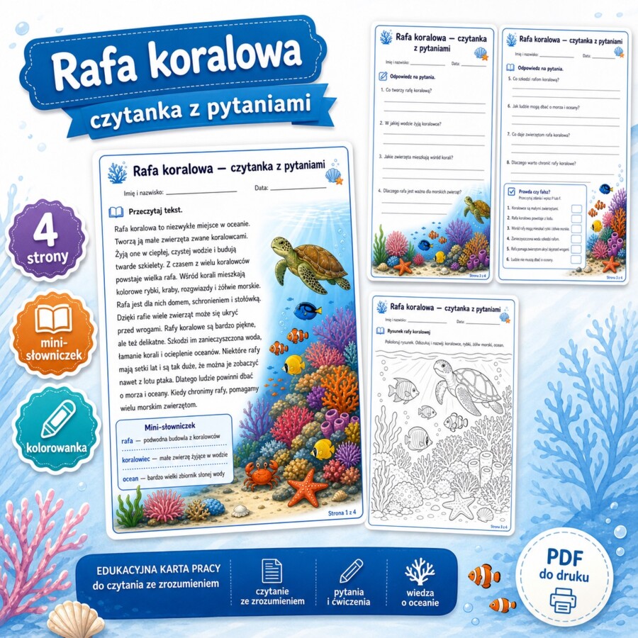 Rafa koralowa - czytanka z pytaniami