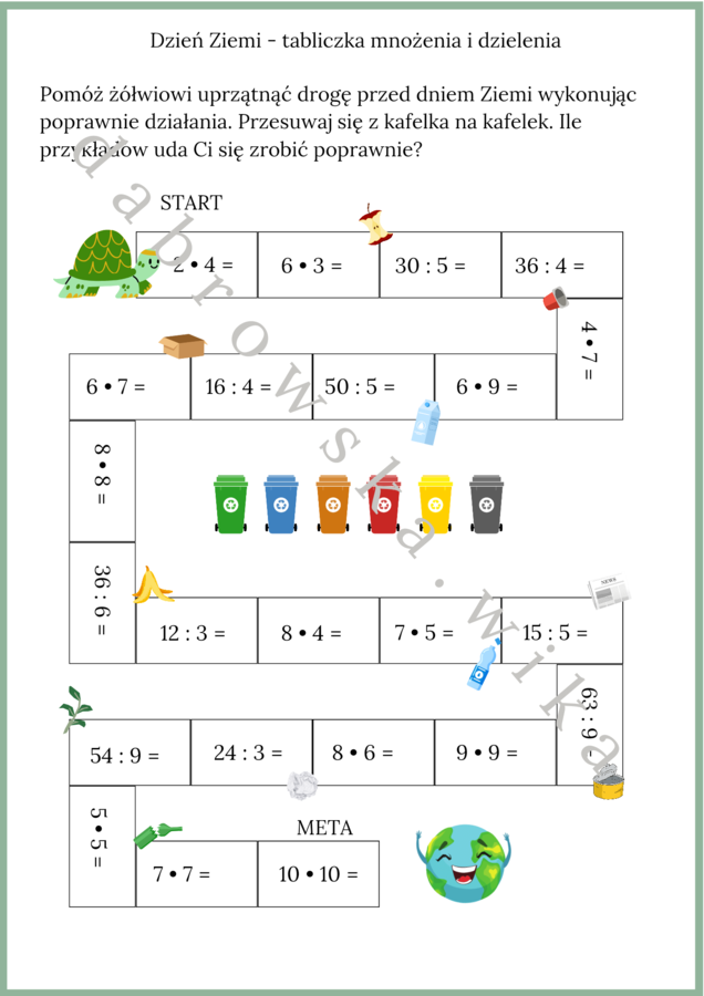 Dzień Ziemi - tabliczka mnożenia