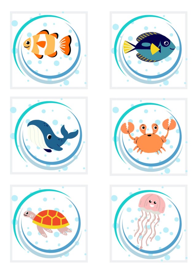 ZNACZKI PRZEDSZKOLNE. ZWIERZĘTA MORSKIE. CZĘŚĆ I.